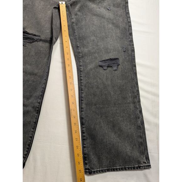 Express Jeans Womens 10 Distressed Black 90's Ankle Boot Mid-Rise Wide $98 NWT - Picture 6 of 12